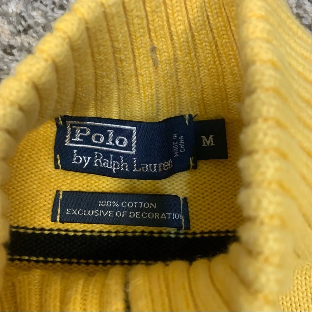 Polo Ralph Lauren VTG Quarter Zip Pullover Striped Cotton Sweater - Picture 5 of 13
